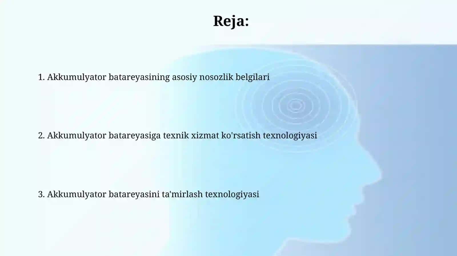 Akkumulyator batareyalarida uchraydigan asosiy nosozliklar alomatlari, tizimga TXK va T texnologiyasi 2