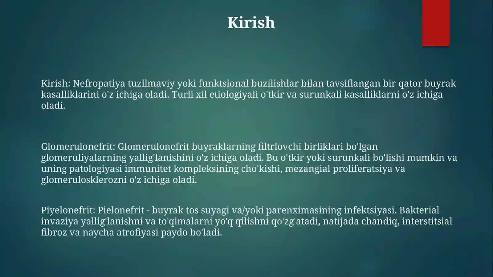 Nefropatiya. Gulmonefrit O'Tkir Va Surnkali Buyrak Yetshmovchligi PielonefritNefrosklerozPotomorfologiyasi 2