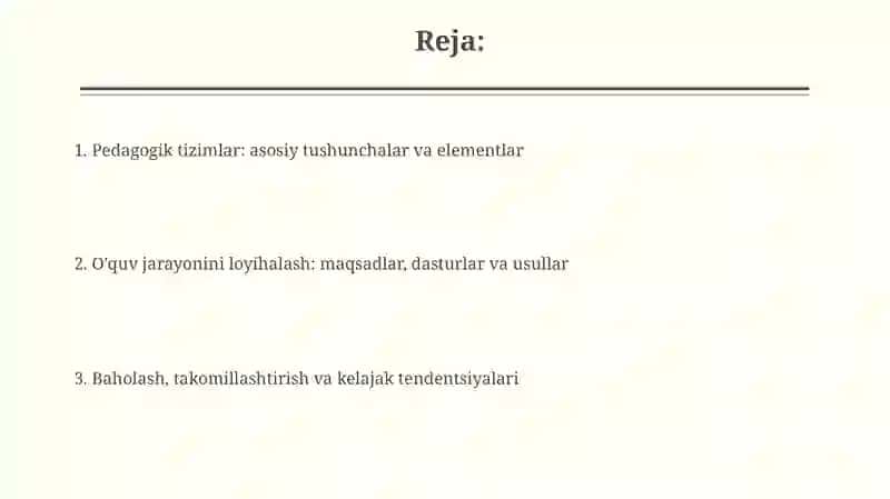 Pedagogik tizimlarni loyihalashtirish 2