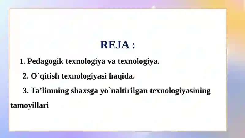 Taʼlimning shaxsga yoʻnaltirilgan texnologiyasi. Idrok xaritasi 2