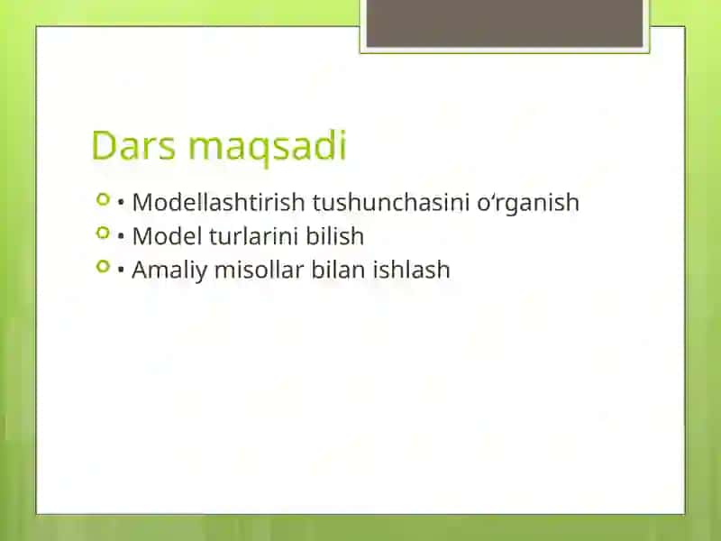 Modellashtirish 2
