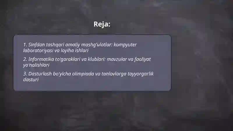 Sinfdan tashqari ishlar va shakllari 2