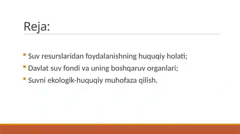 Suvto’g’risidagi normativ-huquqiy hujjatlar tizimi va ularni takomillashtirish masalalari 2