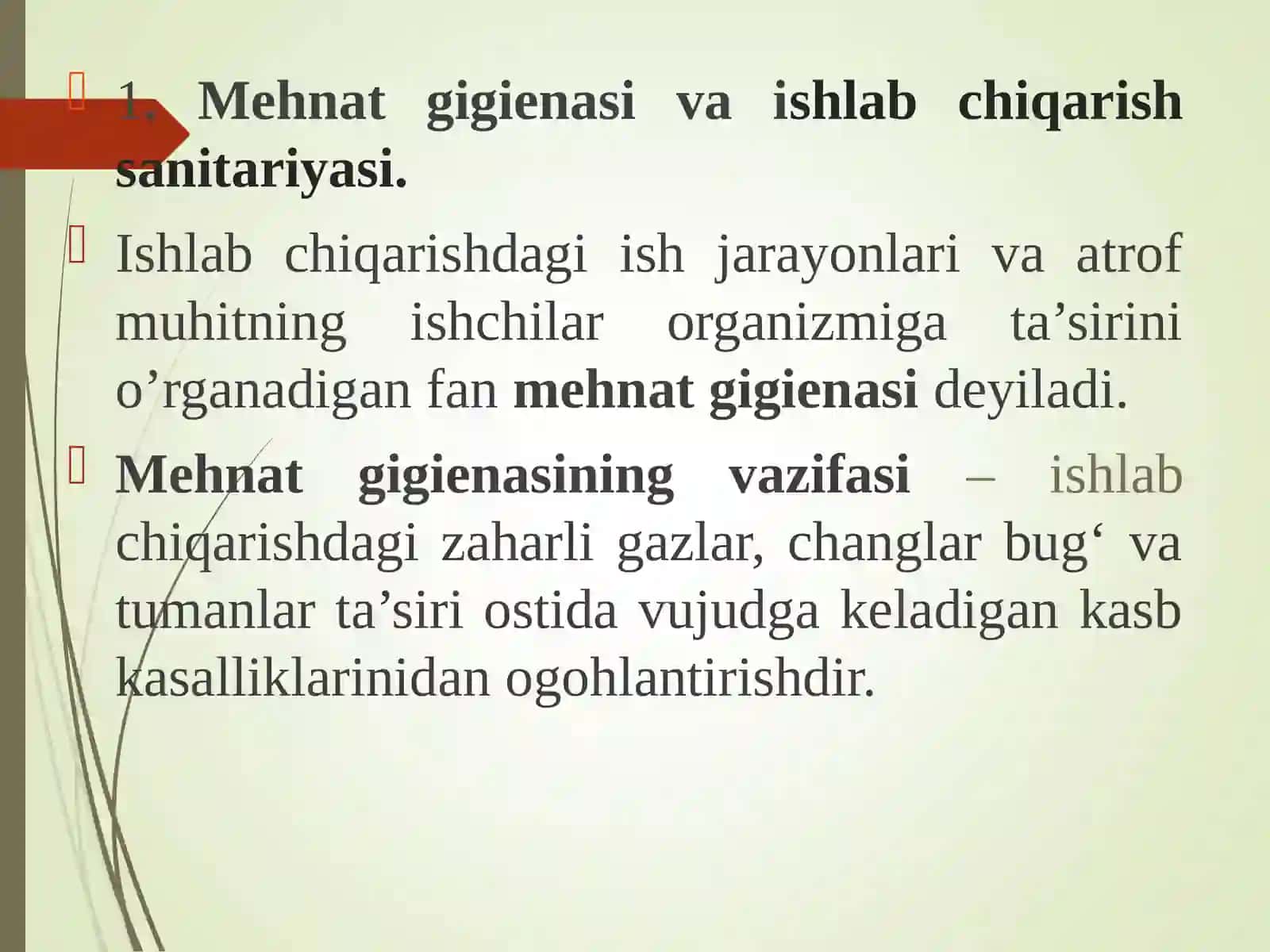 Ishlab chiqarishning sanitariyasi va gigienasi me`yorlari 2