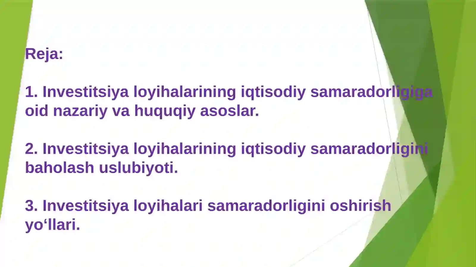 Banklarda investitsiya loyihalarining moliyaviy va iqtisodiy samaradorligini baholash usullari 2