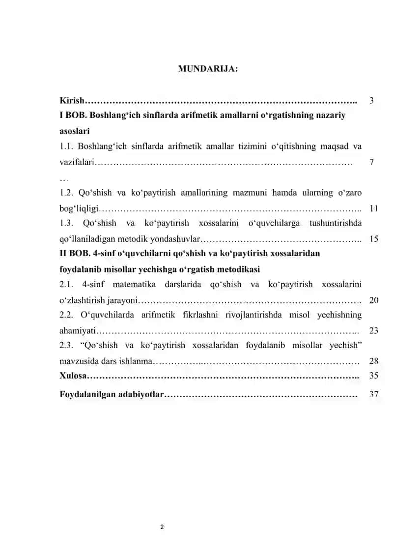 4-sinf o‘quvchilarni qo‘shish va ko‘paytirish xossalaridan foydalanib misollar yechishga o‘rgatish metodikasi 2