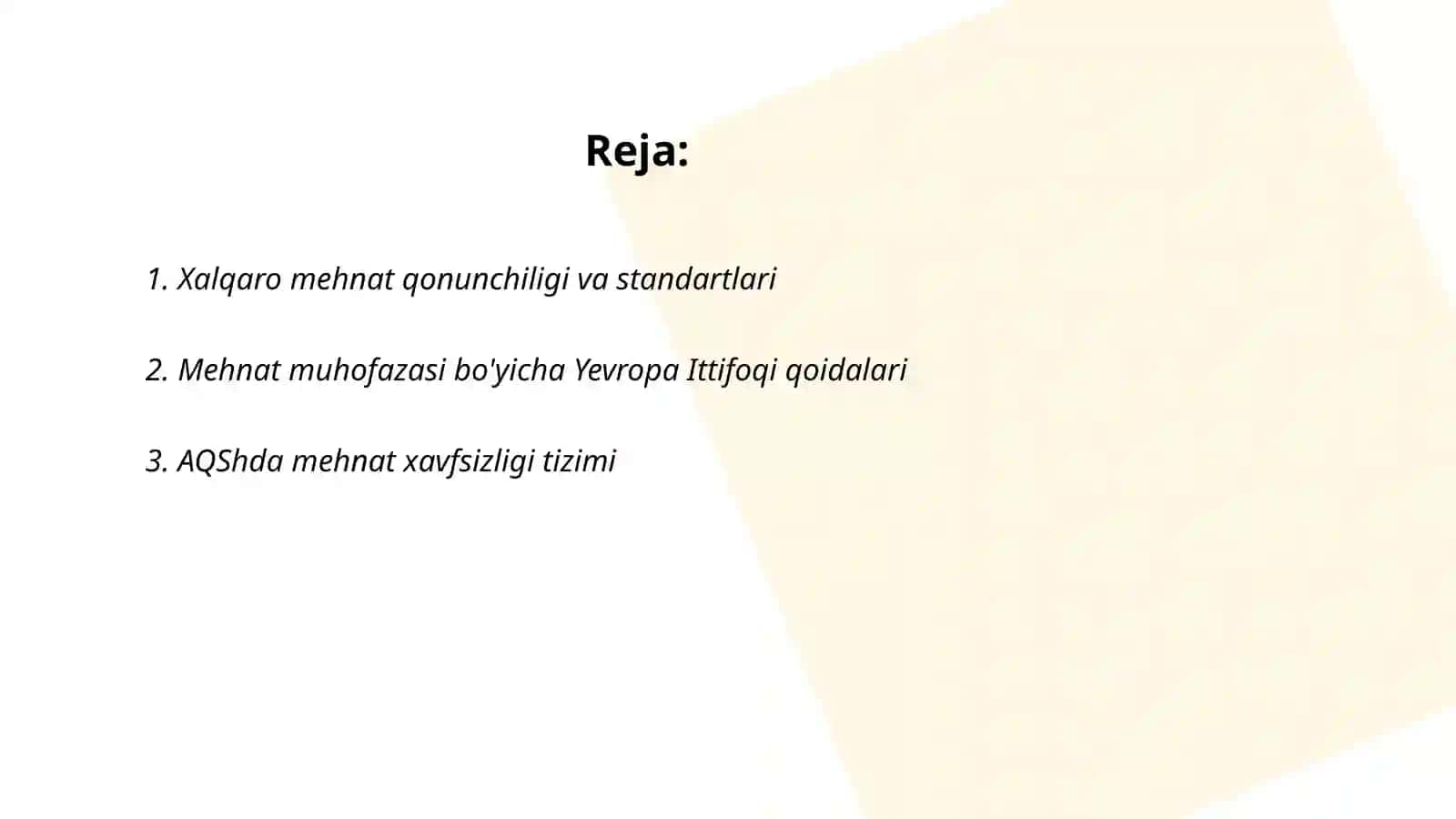 Xalqaro mehnat qonunchiligi va standartlari 2