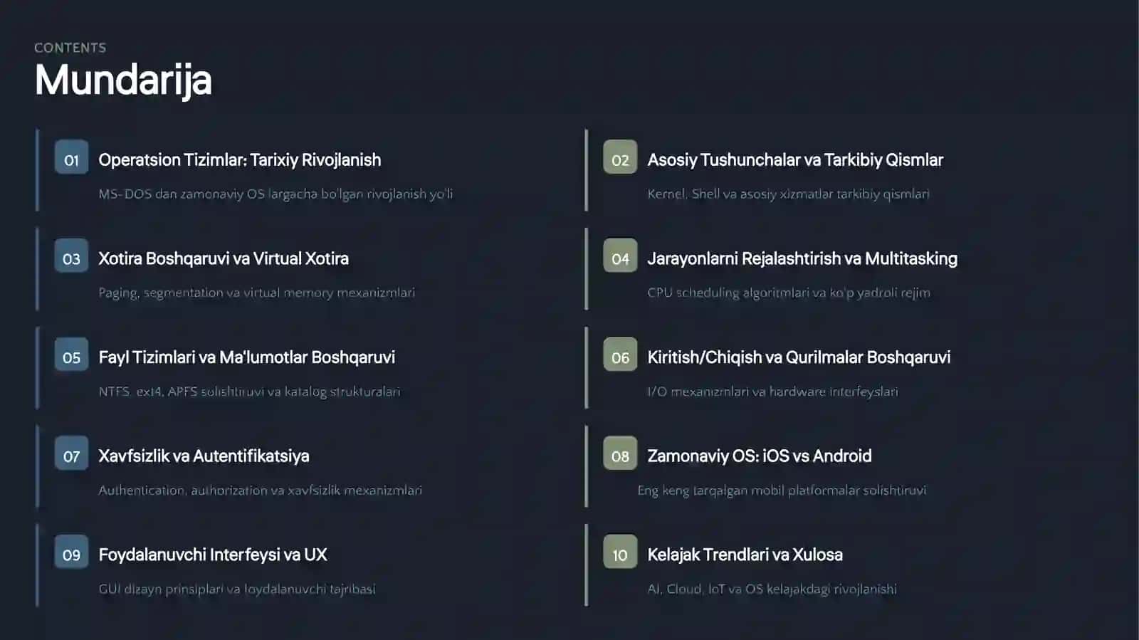 Operatsion tizimlarning zamonaviy imkoniyatlari 2