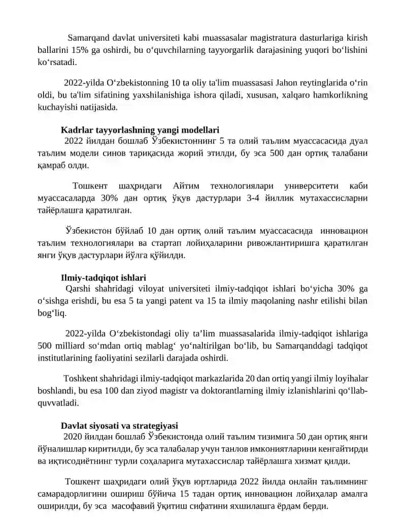 Innovatsiyalar va texnologiyalar 2