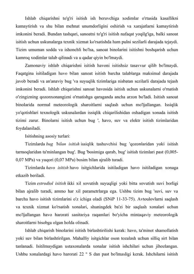 Binolar binolarning ichki mikroiqlimiga bo'lgan talablar 2