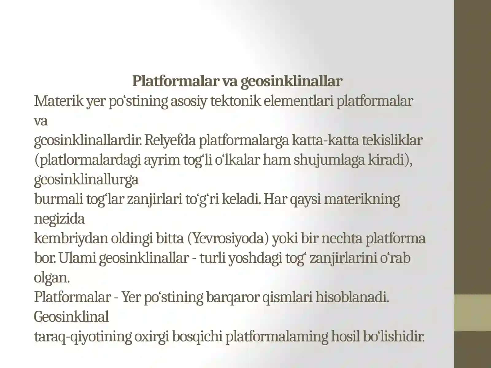 Geosinklinallar va materik platformalar 2