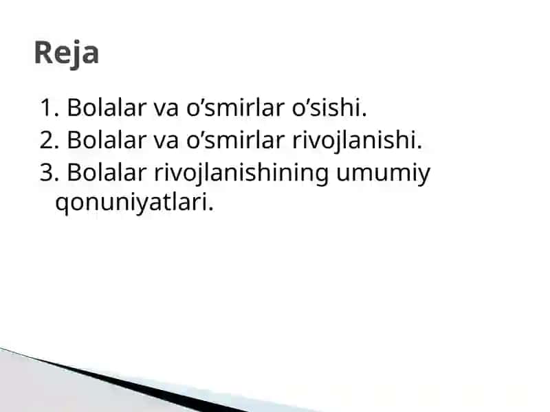 Bolalar va o’smirlar o’sishi va rivojlanishining umumiy qonuniyatlari 2