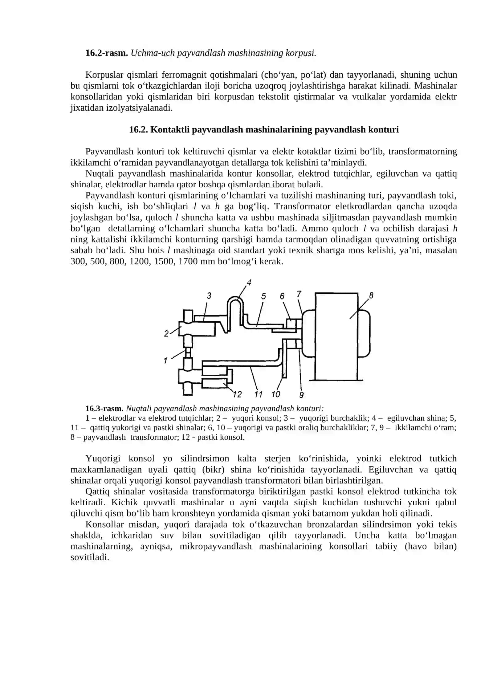 Kontakli payvandlash mashinalarning konstruktiv qismlari 2