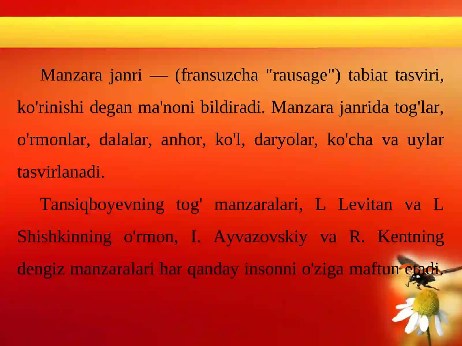 Tasviriy san'atda manzara janri 2