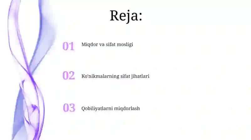 Qobiliyatning miqdori va sifat tavsifi 2
