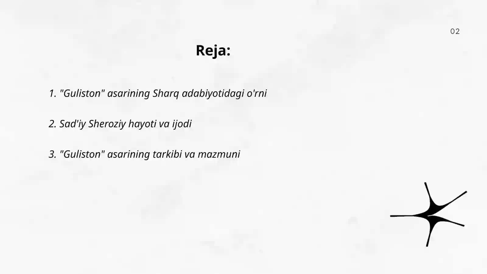 Sad'iy Sheroziy "Guliston" asarining Sharq adabiyotida tutgan o'rni 2
