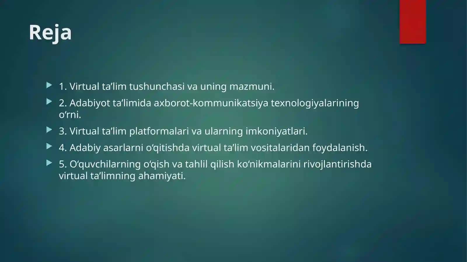 Virtual ta’limning adabiyot o‘qitishi 2