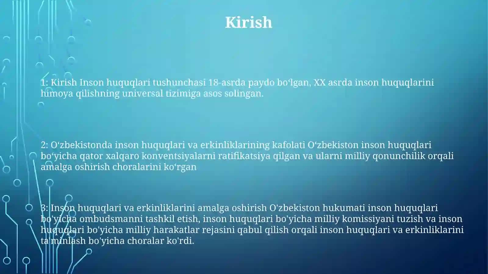Òzbekistonda Inson Huquqlari Va Erkinliklarining Kafolatining Yaratilishi 2