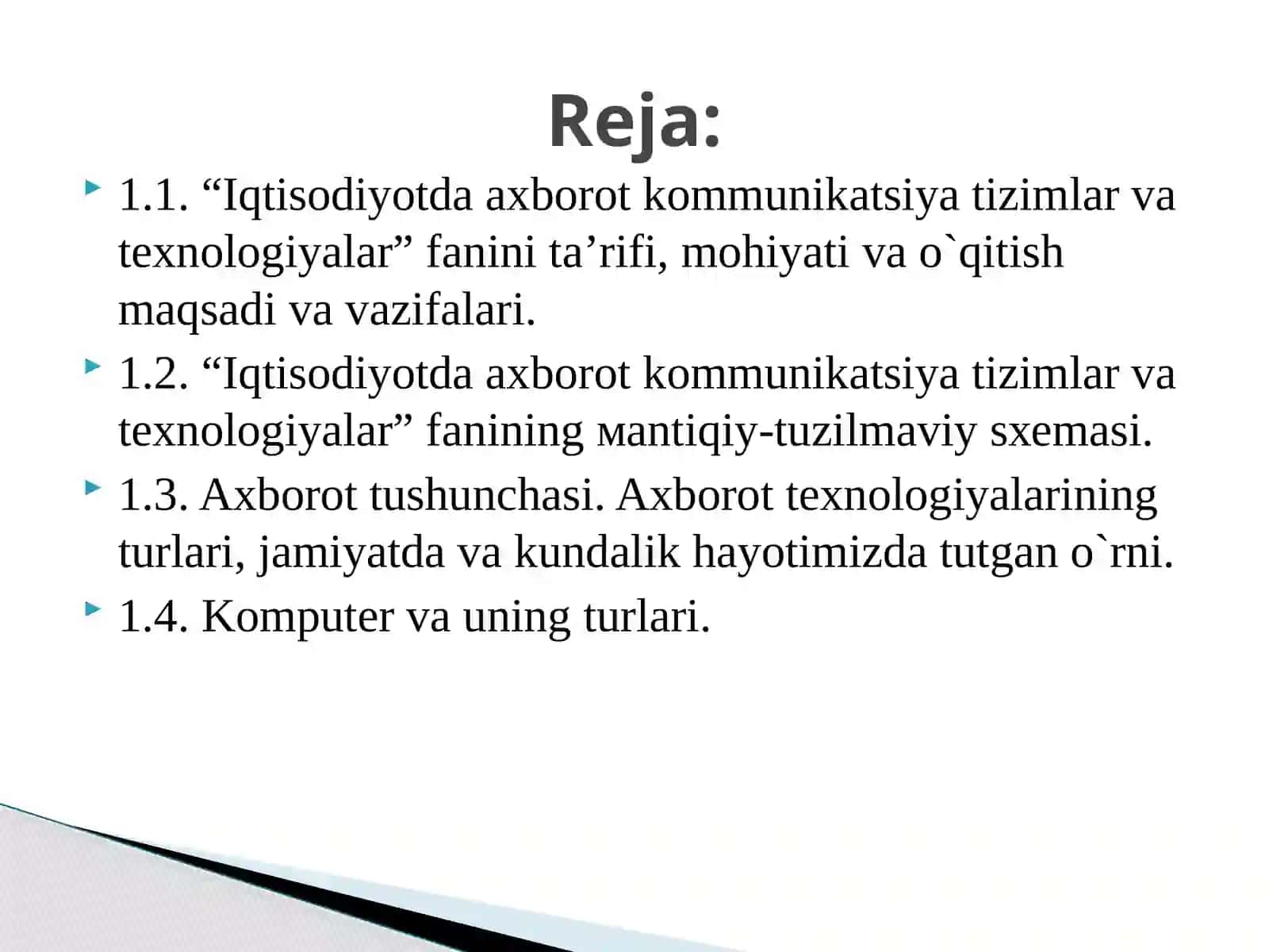 IQTISODIYOTDA AXBOROT-KOMMUNIKATSIYA TEXNOLOGIYALARI VA TIZIMLARI 2
