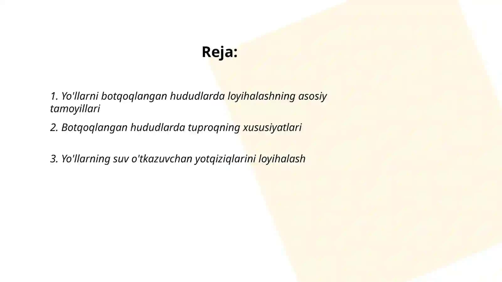 Yo'llarni botqoqlangan hududlarda loyihalash 2