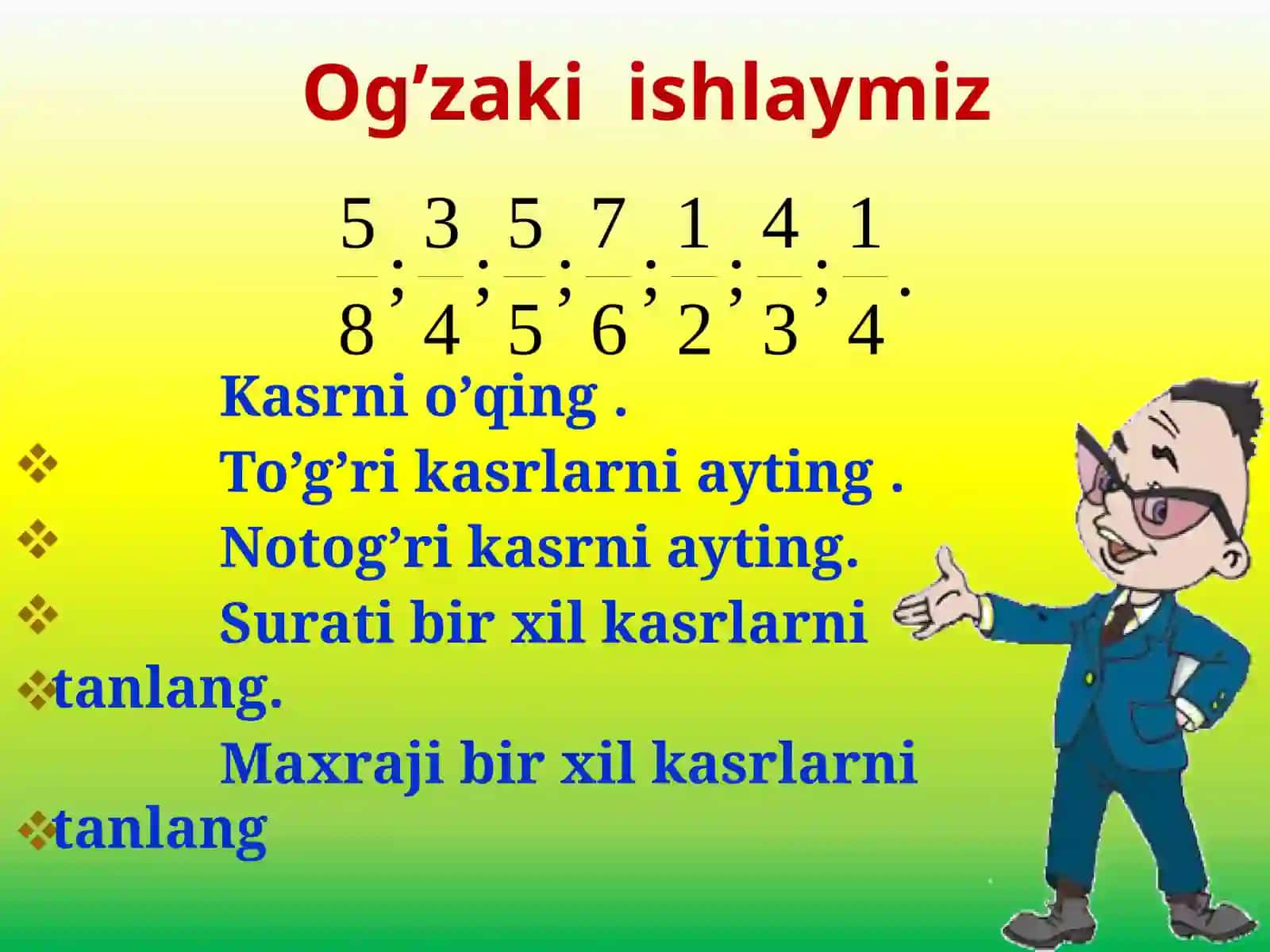 Bir xil maxrajlarni qo’shish va ayirish 2