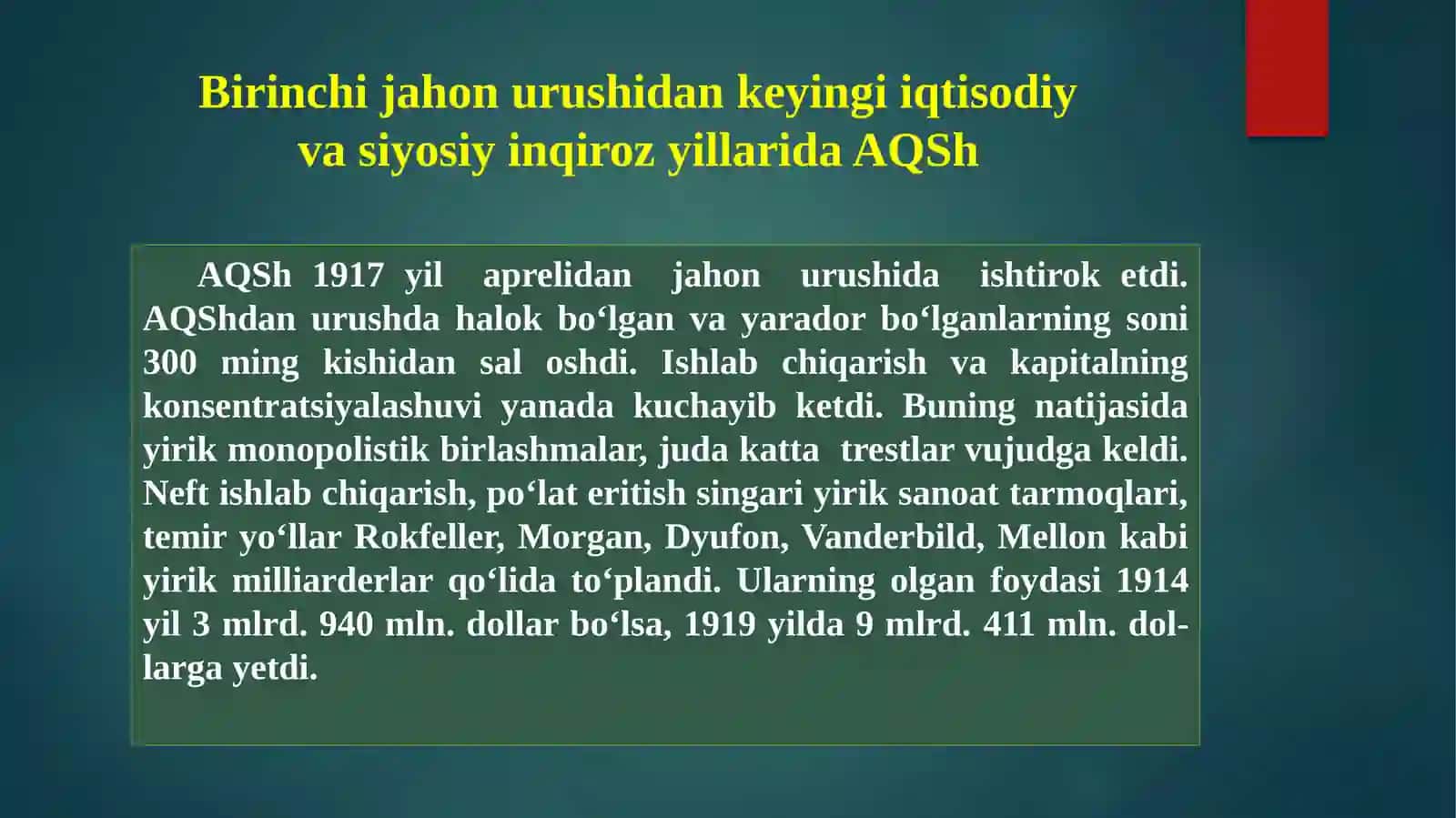 1918 -1939 yillarda Amerika Qo‘shma Shtatlari (AQSh) 2