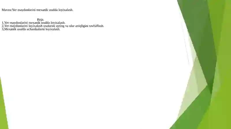 Yermaydonlarini mexanik usulda loyixalash 2