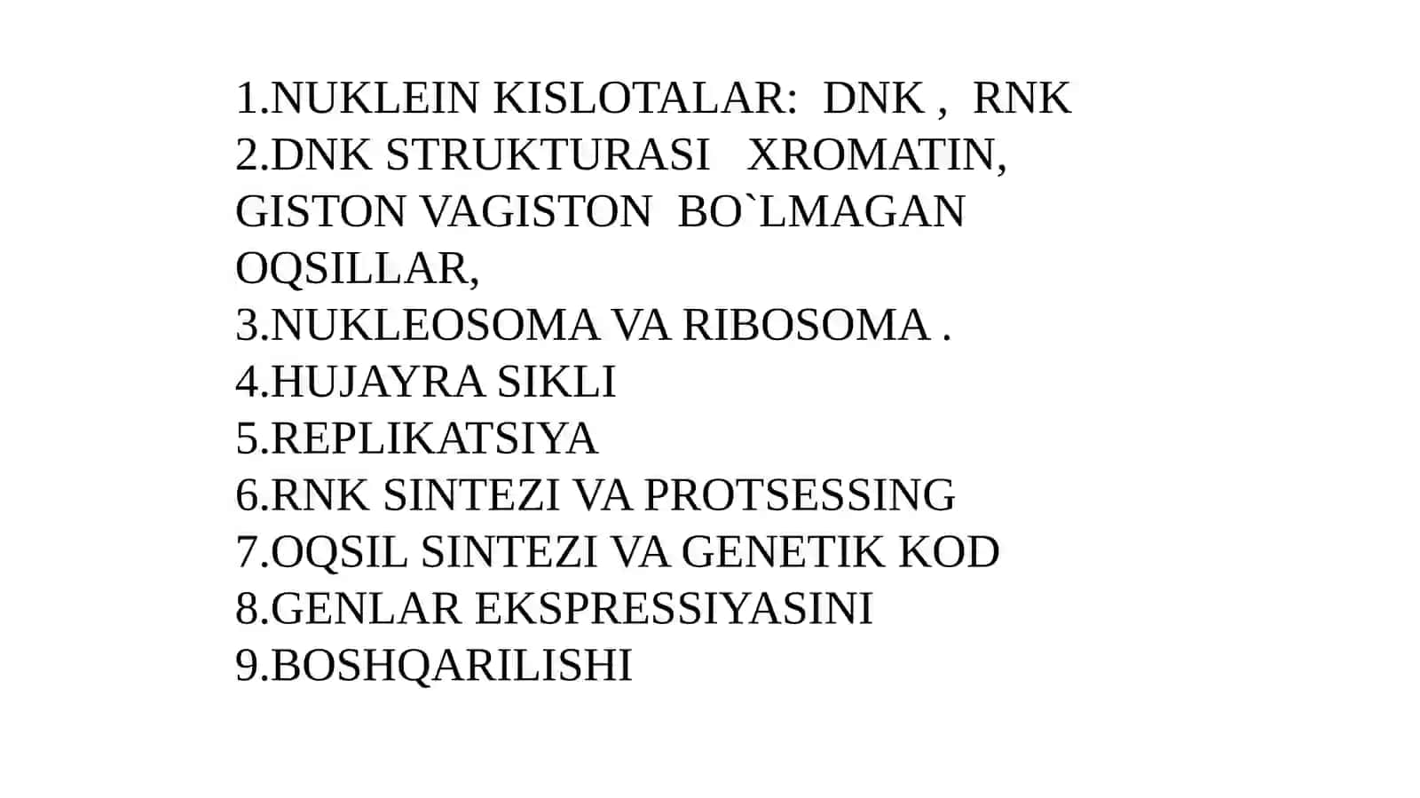MOLEKULYAR BIOLOGIYA.OQSIL BIOSINTEZI, 2