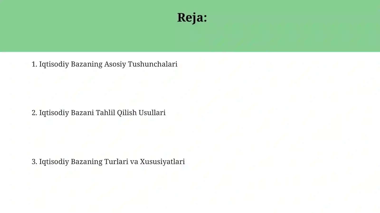 Iqtisodiy Bazaning Asosiy Tushunchalari 2