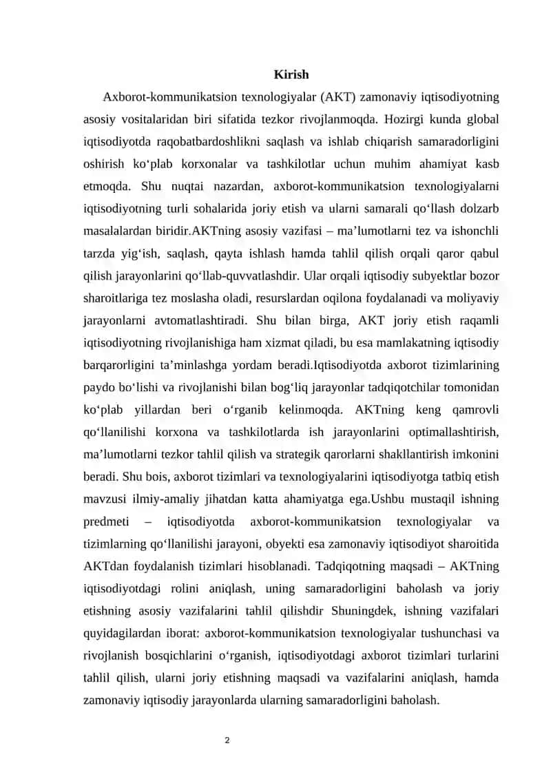 Iqtisodiyotda axborot-kommunikatsion texnologiyalar va tizimlar 2