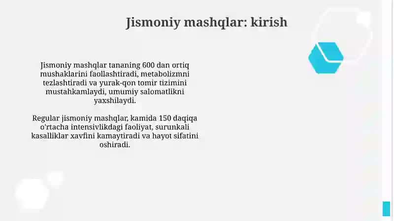 Jismoniy mashqlarning foydalari 2