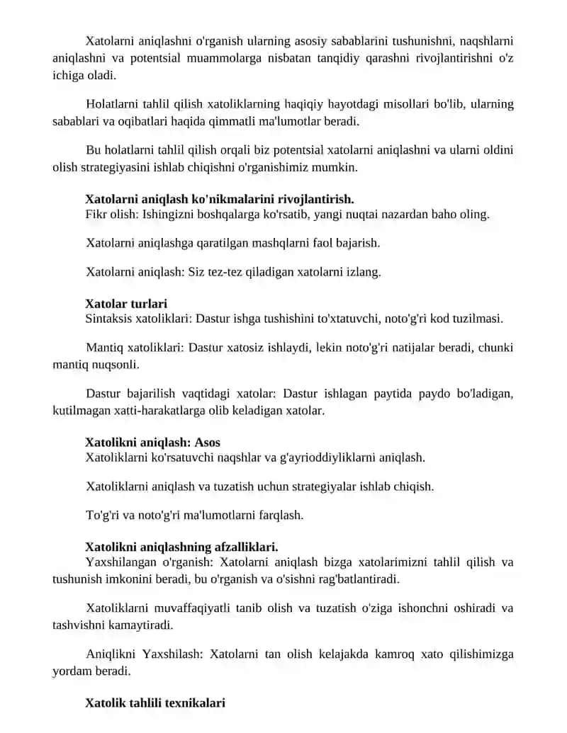 Xatolikni tuzatishning samarali usullari 2