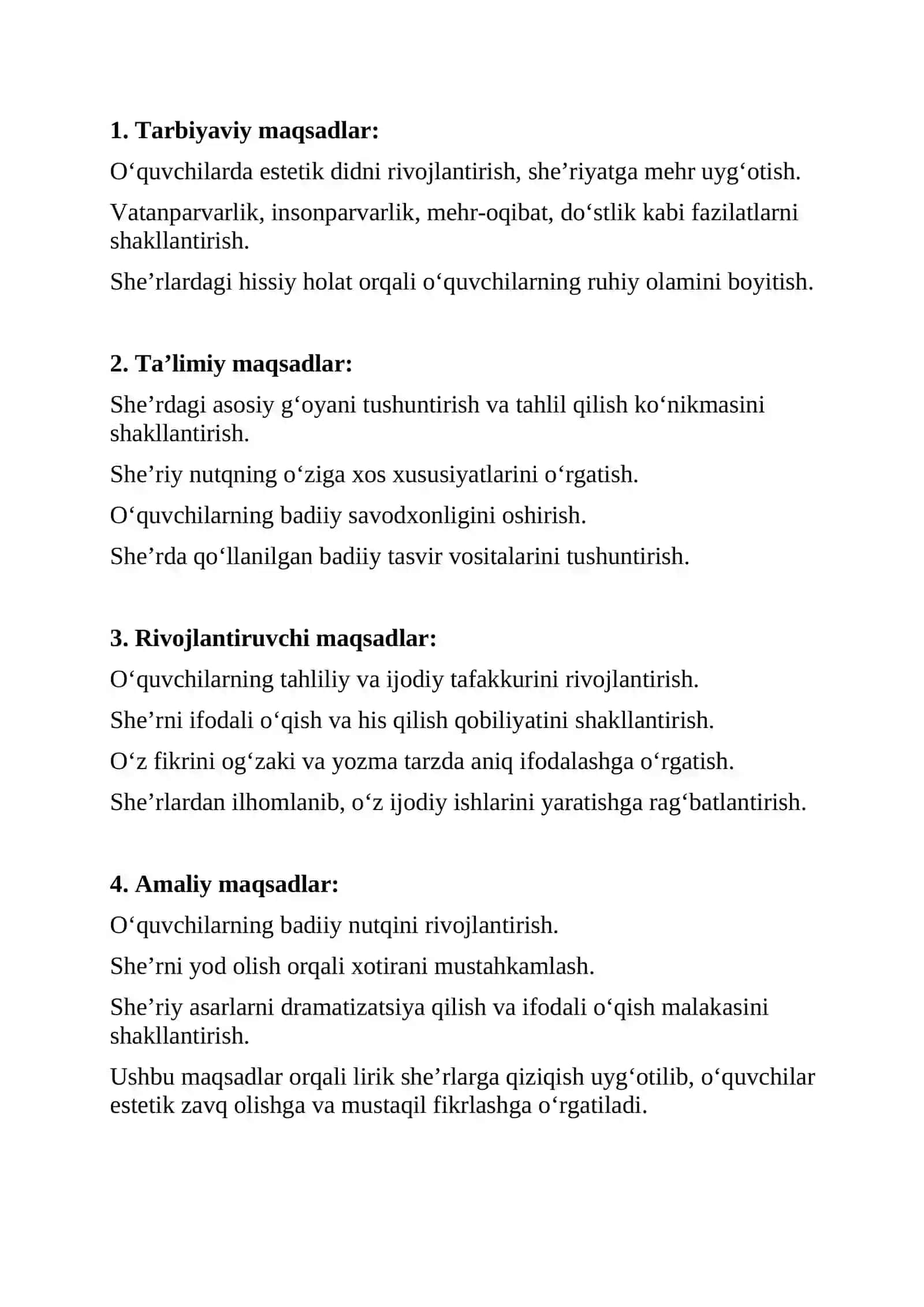 Lirik she'rlarni o‘qitish uslubiyati 2