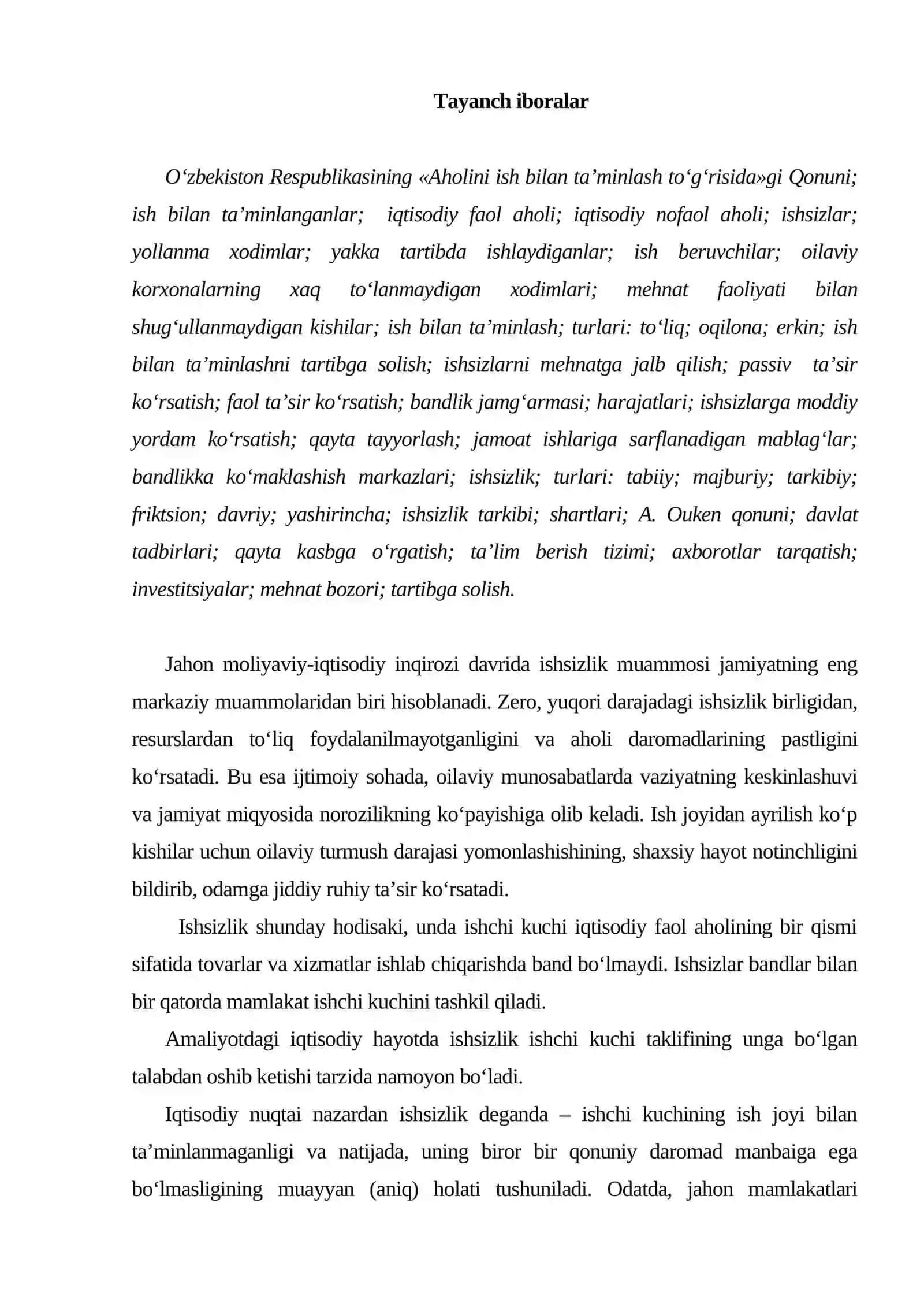 Ishsizlikning vujudga kelishi va uni bartaraf etish yo‘llari 2
