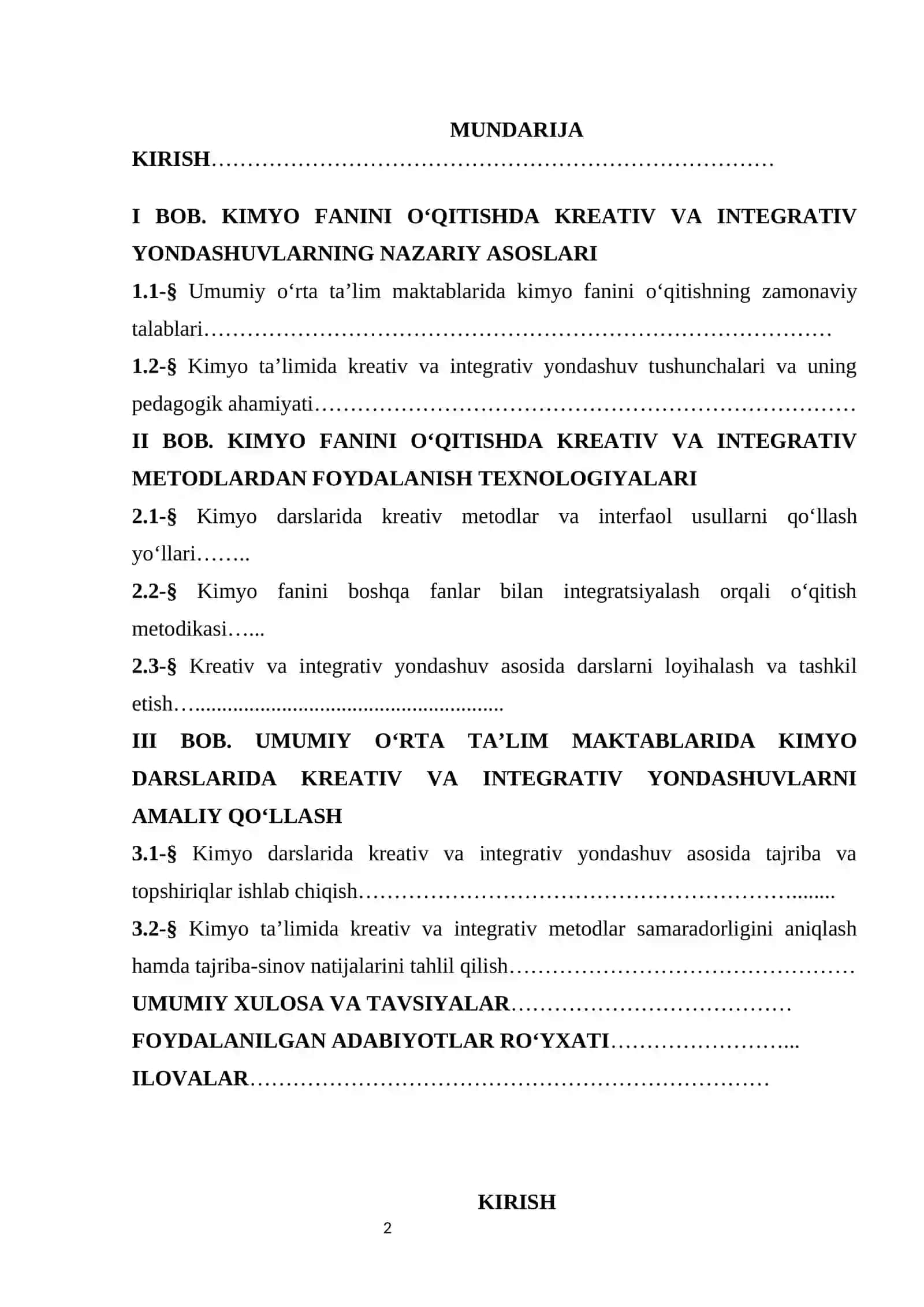 UMUMIY O‘RTA TA’LIM MAKTABLARIDA KIMYO FANINI O‘QITISHDA KREATIV VA INTEGRATIV YONDASHUV USULLARI 2