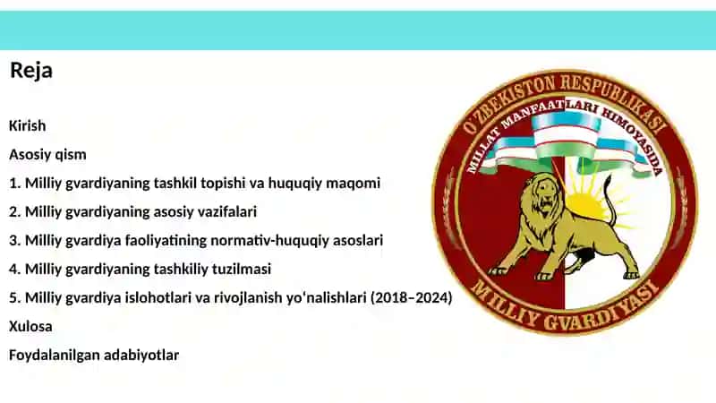 MILLIY GVARDIYANING SHAKLLANISHI VAVAFAOLIYATINING HUQUQIY ASOSLARI 2