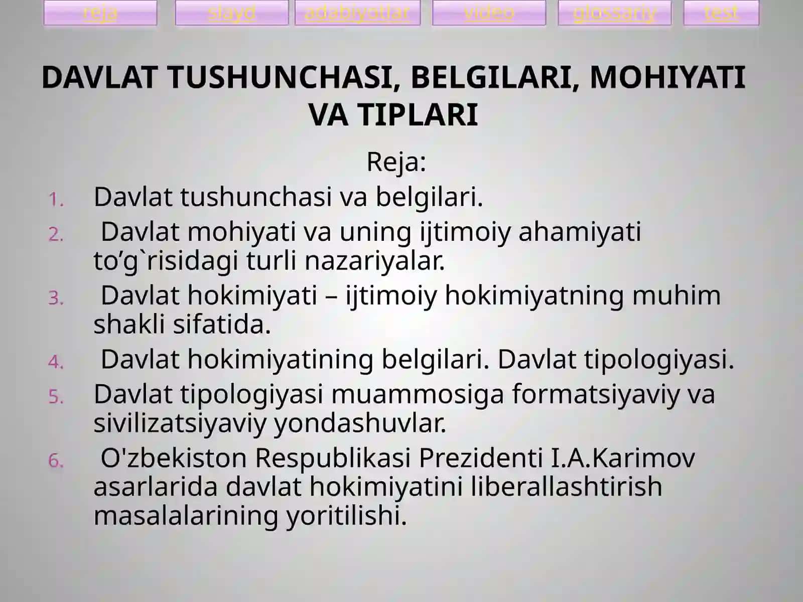 Davlat tushunchasi, belgilari, mohiyati va tiplari 2