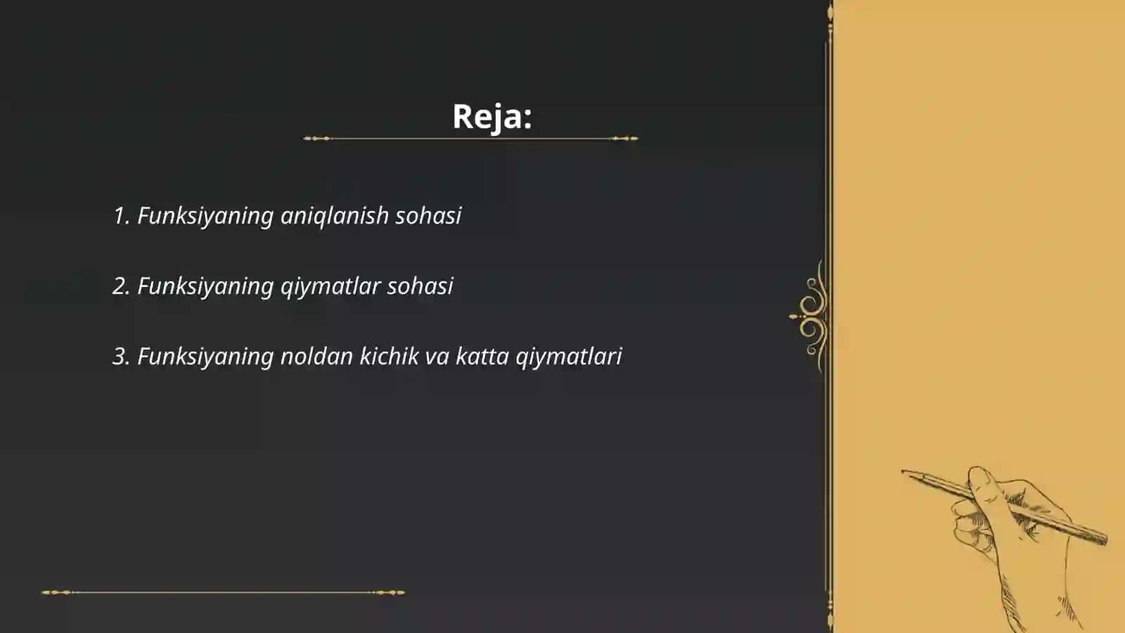 Funksiyani tòla tekshirish va grafigini chizish 2