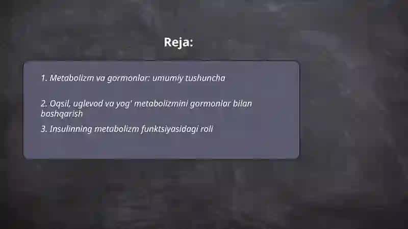 Metabolizm funksiyasini gormonlar bilan boshqarish 2