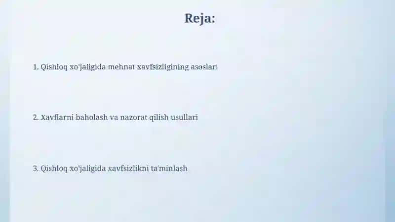 Qishloq xo'jaligida mehnat muhofazasi 2