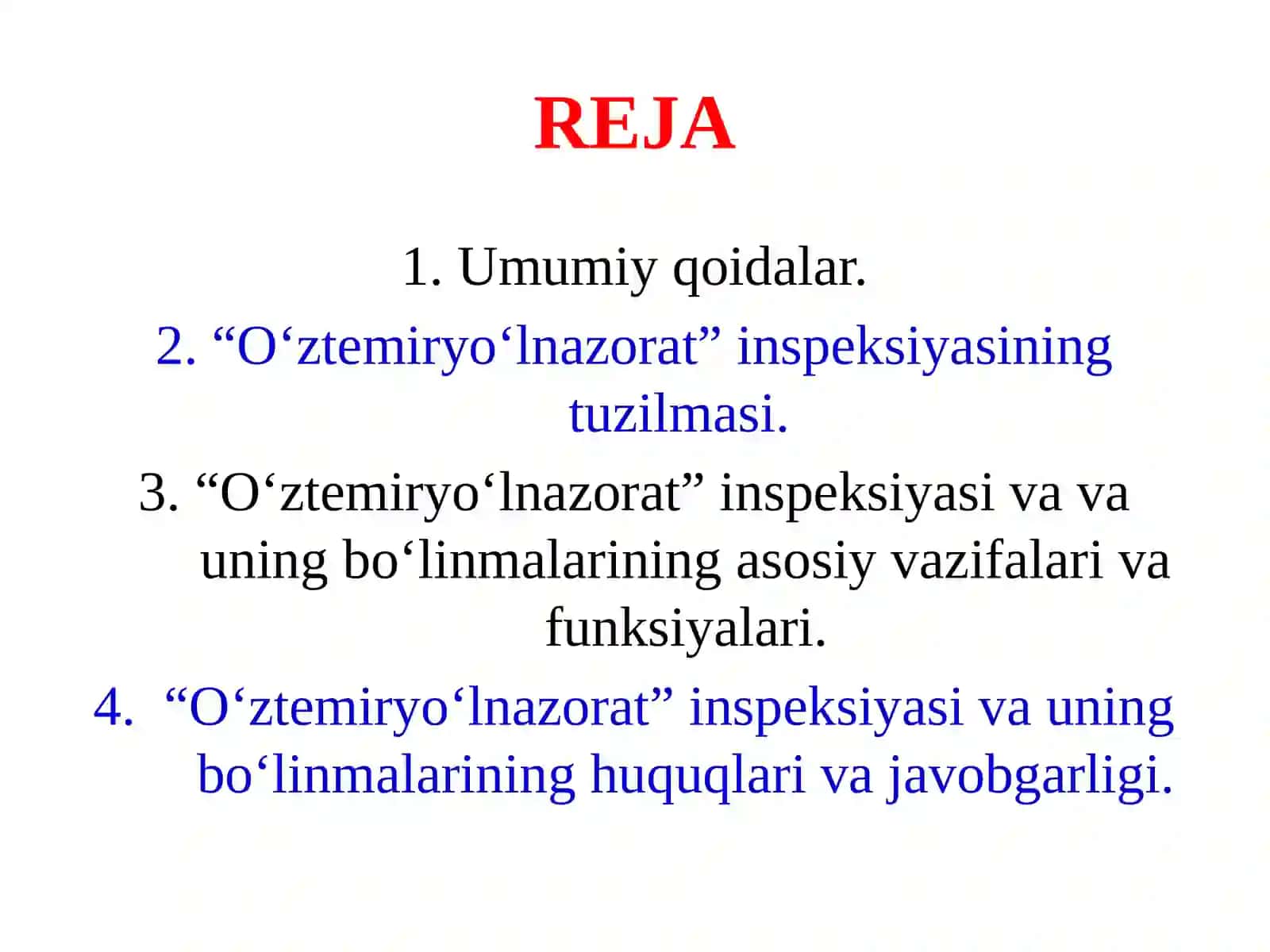 10-MA’RUZA“O‘ZTEMIRYO‘LNAZORAT” INSPEKSIYASINING TUZILMASI VA VAZIFASI 2