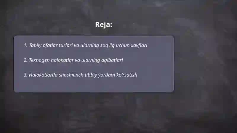 Tabiiy va texnogen halokatlarni bartaraf etishda shifokorni orni 2