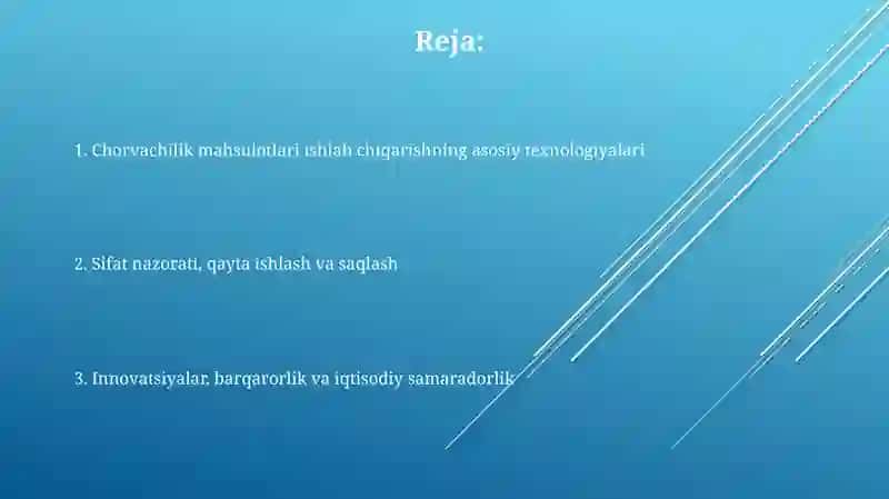 Chorvachilik mahsulotlarini ishlab chiqarish texnologiyasi 2