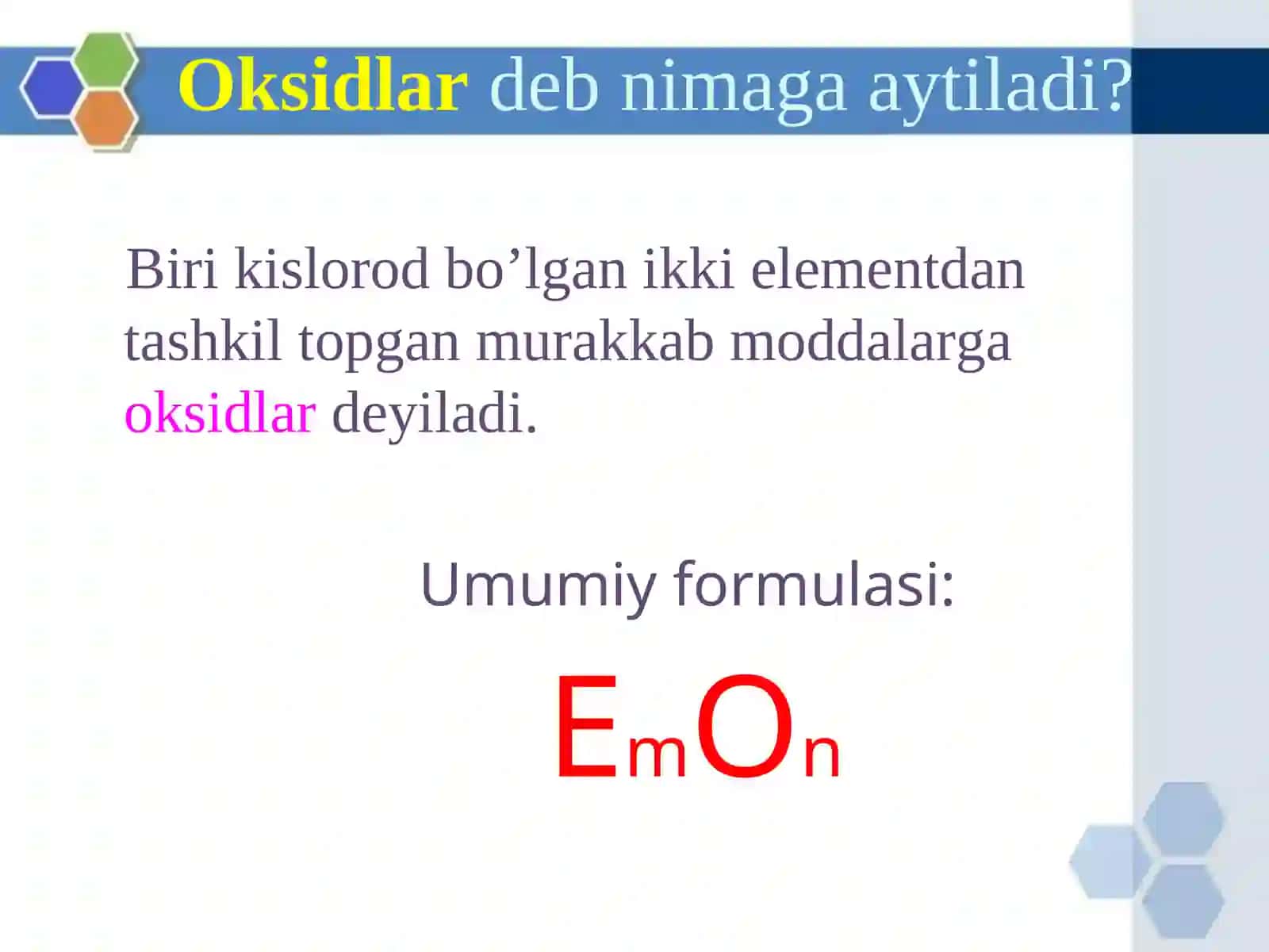 Oksidlar va ularning toifalanishi 2