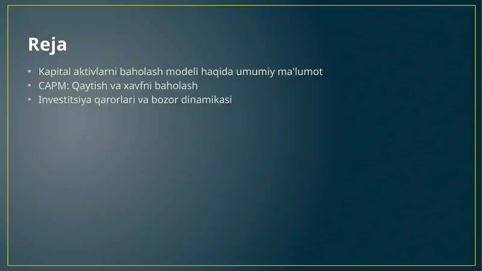 Kapital aktivlarni baholash modeli va undagi asosiy indikatorlar 2