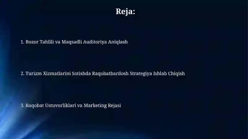 Turizm Xizmatlarini Sotishda Raqobatbardosh Strategiya Ishlab Chiqish 2