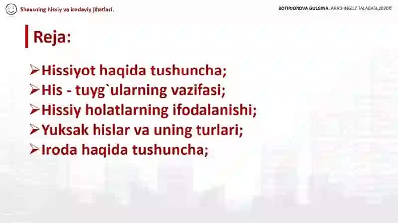 Shaxsning hissiy va irodaviy jihatlari. Iroda psixologiyasi 2
