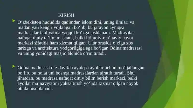 Odina madrasasi va masjidi 2