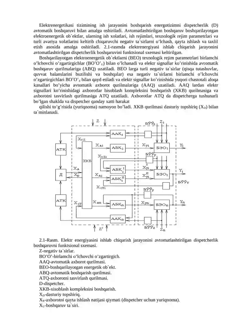 Elektrenergetikasi tizimining ish jarayonini bоshqarish 2