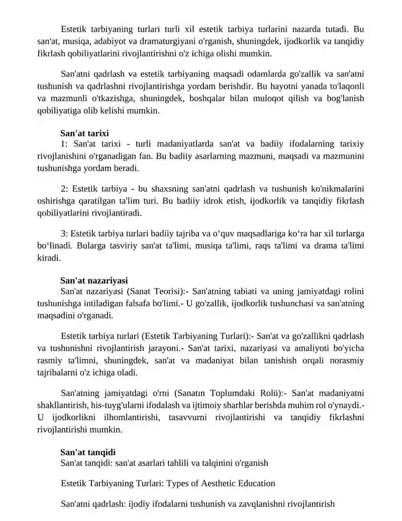 Estetik Tarbiyaning Turlari 2